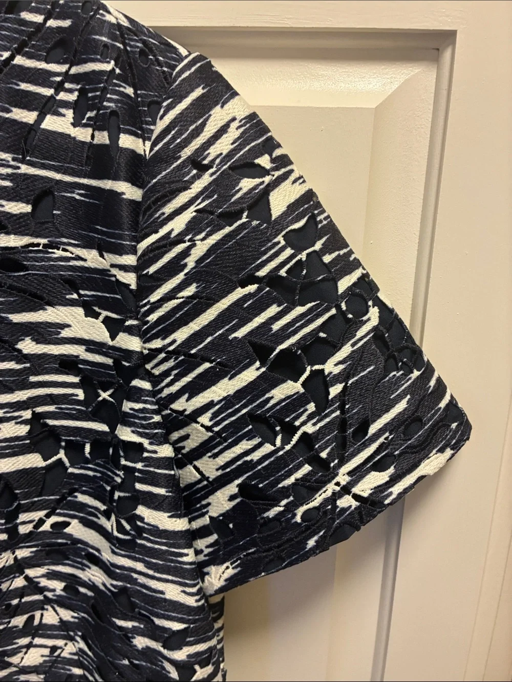 Tory Burch Navy & White Dina Space Dyed Cutout Dress